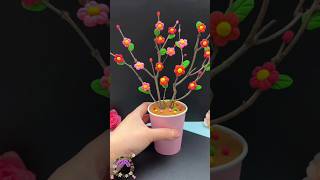 Diy clay flower vase || polymer clay tree art tutorial #shorts #clayar