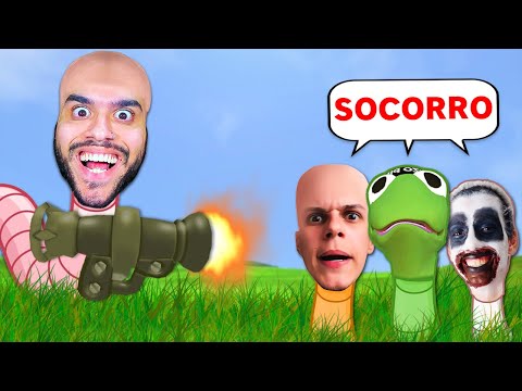 BOTANDO AS MINHOCAS PRA BRIGAR! - Worms Revolution (ft. Zezão, DMenor11 e Mathias)