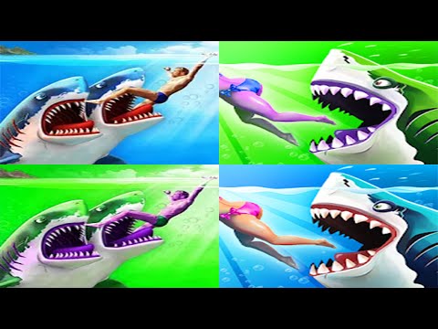 Hungry Shark World VS Double Head Shark Attack - ALL SHARKS UNLOCKED | Android Gameplay [FHD]