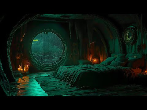 Sleeping in a Pirate Ship Cabin ⚓ | Rain & Thunderstorm ASMR at Sea for Deep Sleep