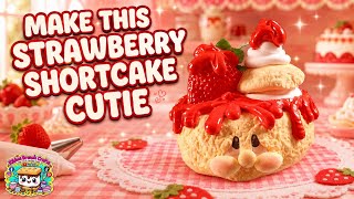 Air dry foam clay strawberry shortcake cutie/ easy beginner friendly DIY craft projects 
