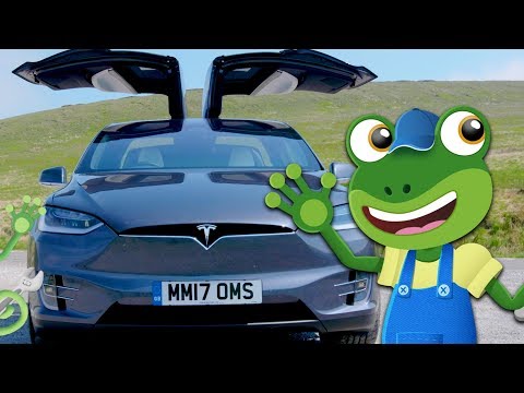 Gecko and the Electric Car - Gecko's Real Vehicles | Real Vehicles For Kids | Learning For Kids