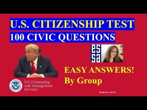 Test di cittadinanza statunitense 2025 USCIS 100 domande d'esame di educazione civica per gruppo,...