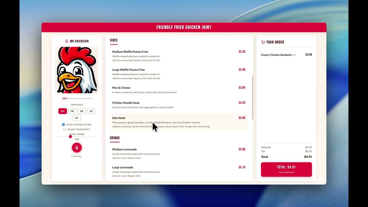 Food Ordering Voice Agent Demo