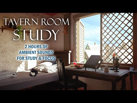 Tavern Room Magical Study Session | 2 Hours of ambient spring ASMR & animated art (No AI art)