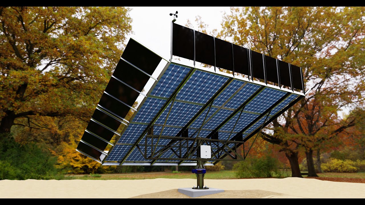Solar Tracker Pole-2x4 Panel Layout-SOLAR-SIM V01-Mirror Supported 3D Model