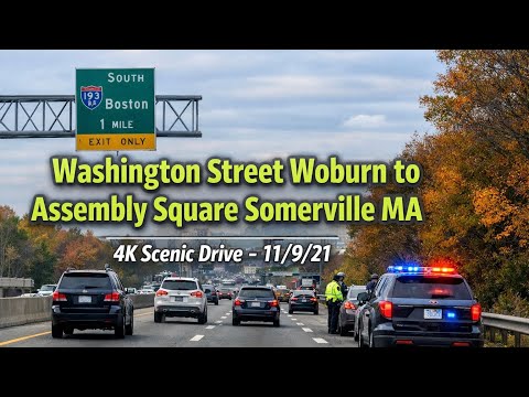 🚘 Washington Street Woburn to Assembly Square Somerville MA | 4K Scenic Drive - 11/9/21