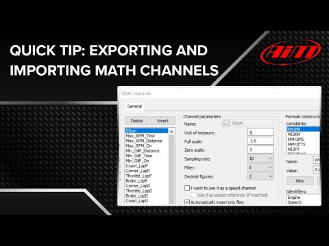 AiM Race Studio Analysis - Quick Tip - Math Channels (Import & Export)