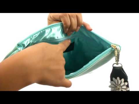 Jessica McClintock Gigi Flower Applique Pouch Clutch SKU:8867694