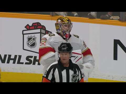 Luke Evangelista bumps into Daniil Tarasov resulting in a scrum, Panthers @ Preds - 24th Nov 2025