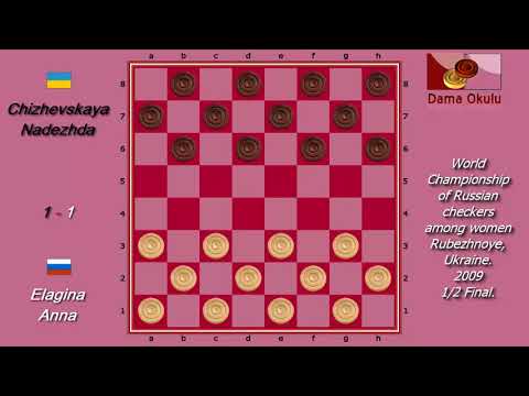 Chizhevskaya Nadezhda (UKR) - Elagina Anna (RUS). World Draughts-64_women-2009. Semifinal.