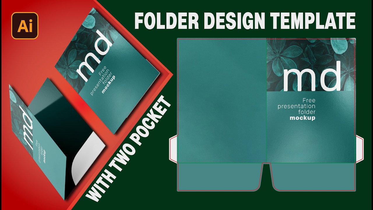 How to Design a Presentation Folder in Adobe Illustrator | A4 Folder Template with 2 Pockets