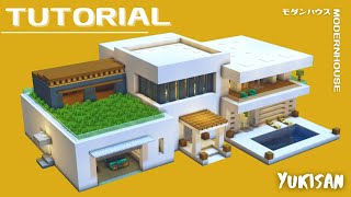 【マイクラ建築】モダンハウスの作り方|クリエで街づくり！#71