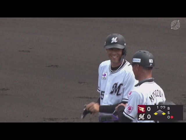 【ファーム】先制!! マリーンズ・岡大海 変化球をバットの先で拾い上げタイムリーヒット!! 2025年9月10日 千葉ロッテマリーンズ 対 東北楽天ゴールデンイーグルス