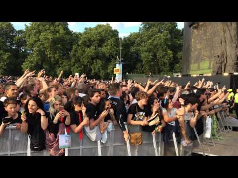 Crowd singing Bohemian Rhapsody - Before Green Day concert 01/07/17. Hyde Park, London.