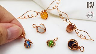 Harry Potter, Golden Snitch Pendant -  Wire cage with small spherical stone without holes 544