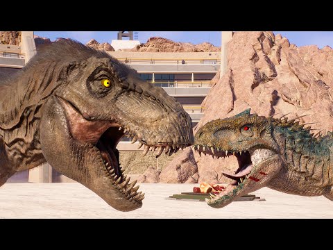 TYRANNOSAURUS REX vs ALL CARNIVORE DINOSAURS IN SAN DIEGO - Jurassic World Evolution 2