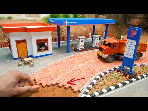 diy tractor mini petrol pump making bricks road construction science project | @MinMinTractor
