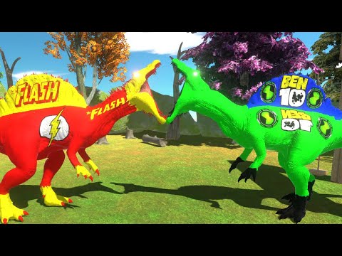 FLASH SPINOSAURUS vs BEN 10 FLOREST DEATHRUN - Animal Revolt Battle Simulator
