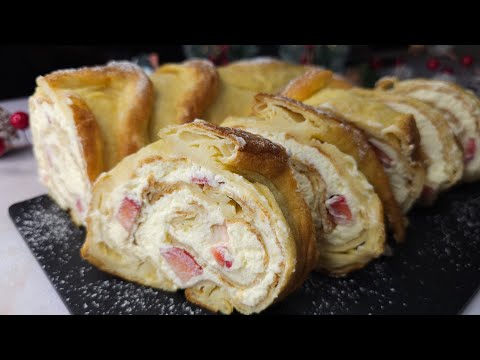 Creamy Strawberry Pancake Roulade