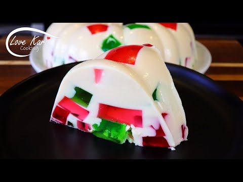 Mexican Mosaic Bundt Jello Easy Steps for Christmas Gelatina de Mosaico