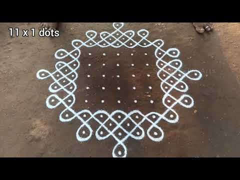 Simple kambi kolam design | 11 x 1 dots beautiful kambi kolam | sikku kolam | SathyaSelva Arts