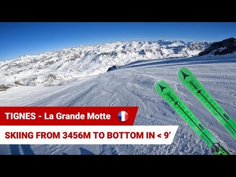 Skiing the longest run in Tignes - Grand Motte in under 8 minutes!