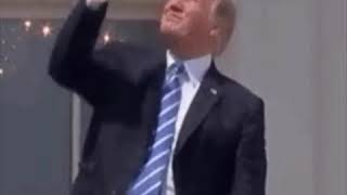 Fat chick sends skinny guy flying. Trump points to the sky.