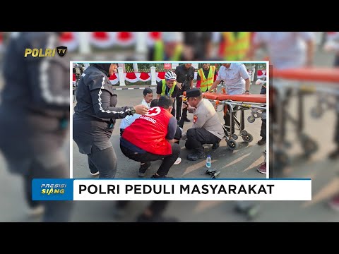 KAPOLSEK METRO GAMBIR SIGAP BANTU PESERTA RUN 8 K YANG KELELAHAN