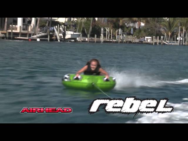 Rebel 54" Inflatable Towable Deck Tube w/ 12V Compressor & Tow Rope Single Rider 3