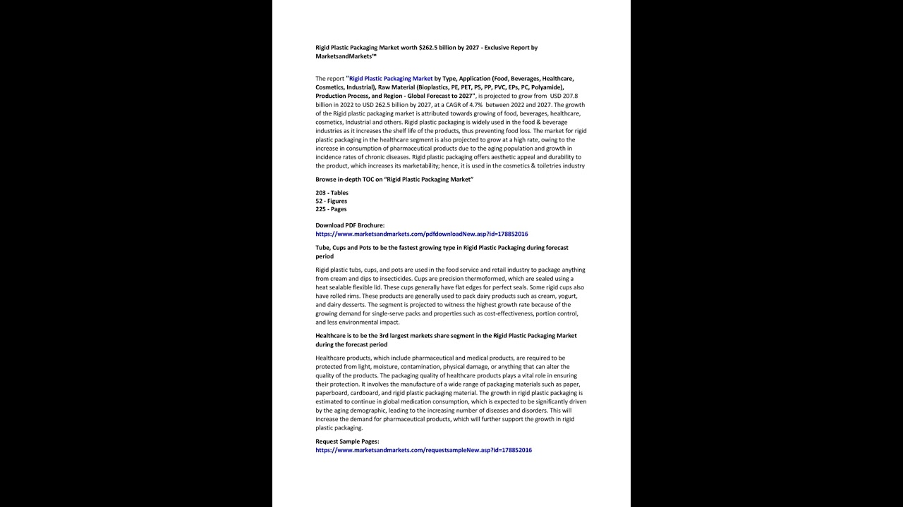 Rigid Plastic Packaging Market Industry Report & PDF