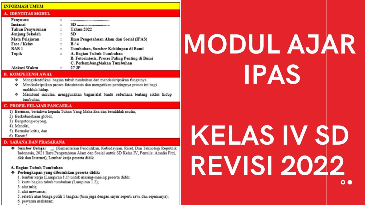 modul ajar ipas kelas 4 semester 1 Revisi terbaru 2022