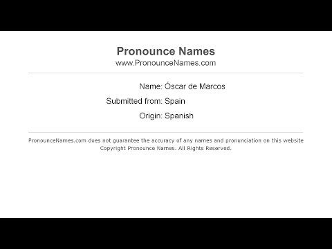 How to pronounce Óscar de Marcos (Spanish/Spain) - PronounceNames.com