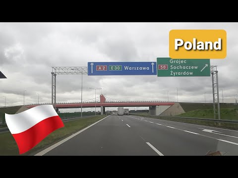 Poland roads. Road A2 to Warszawa.Lodz - Lyszkowice. Autostrada Wolności  A2 E30. Road A2 E30.
