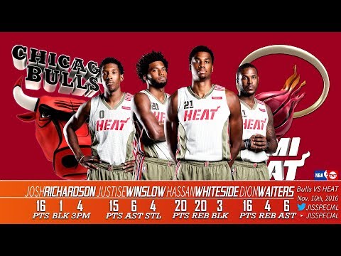 2016.11.10 Bulls vs Heat Waiters, Winslow, Whiteside, Richardson Highlights