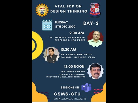 ATAL FDP on Design Thinking by Dr.  Amaresh Chakrabarti - Day 2