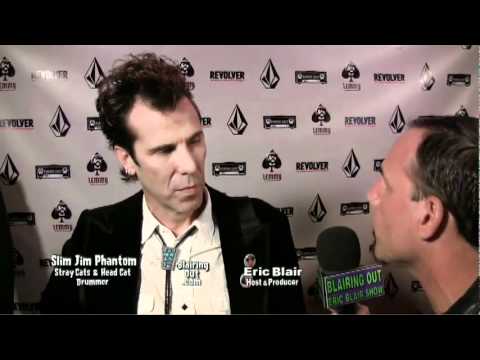 STRAY CATS Slim Jim Phantom talks w Eric Blair @ the premiere of LEMMY  the movie