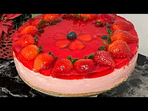 EASY NOBAKE CREAM CHEESECAKE | STRAWBERRY CHEESECAKE