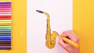 How to draw a Saxophone (Musical Instrument)