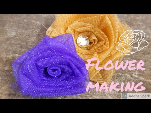 Make Rose Flower With Net And decorate your dresses