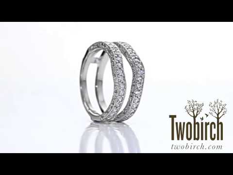 0.48 Ct. Contour Ring Guard with Millgrained Edges and Filigree - TwoBirch TB-GUARD-0083-WG-H