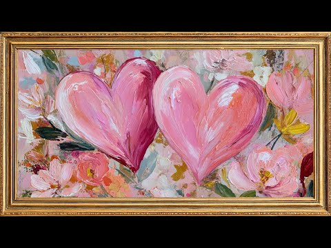 Valentine’s Day Love Hearts 💕 Romantic Floral Painting | Free TV Screensaver