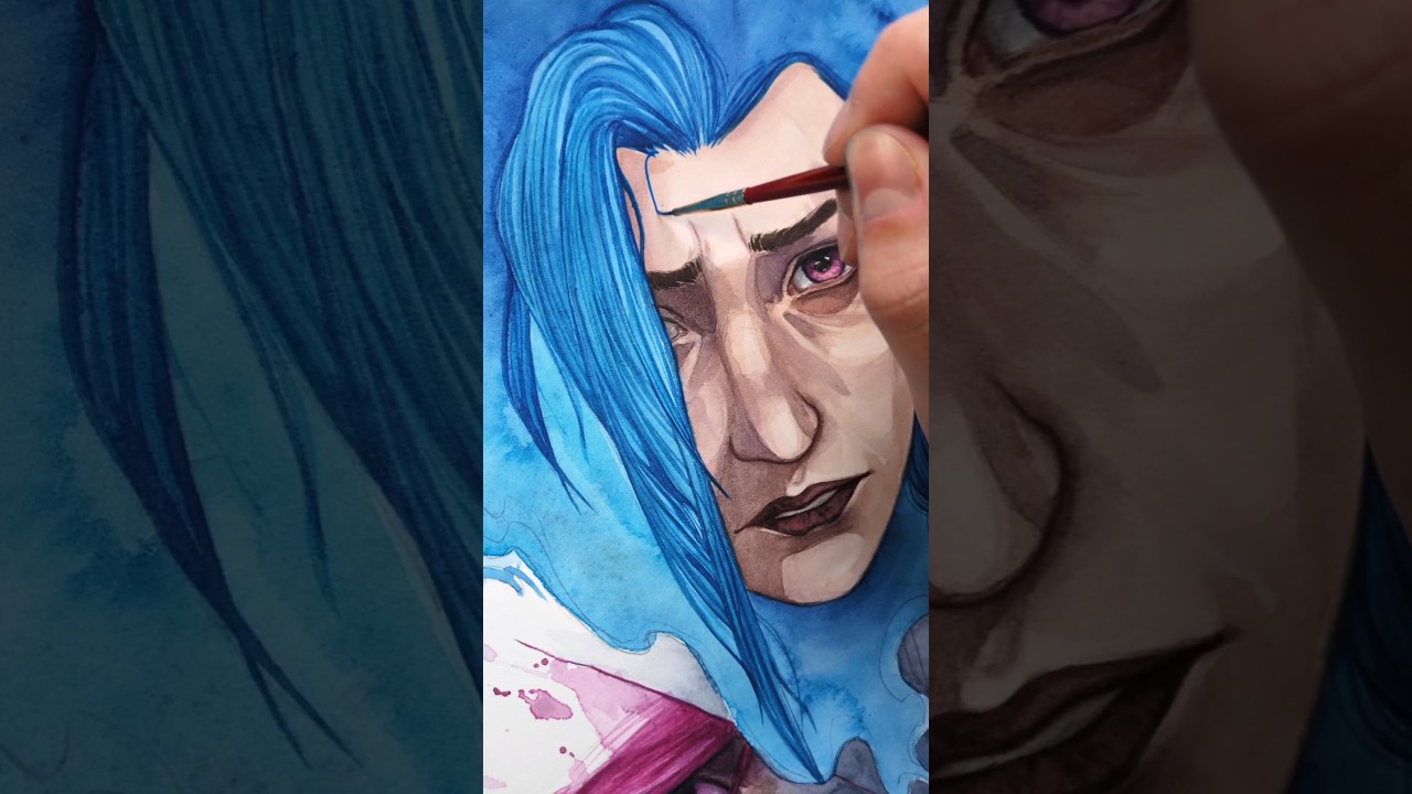 Painting JINX in watercolours. It could all go BOOM - prints available #arcane #fanart
