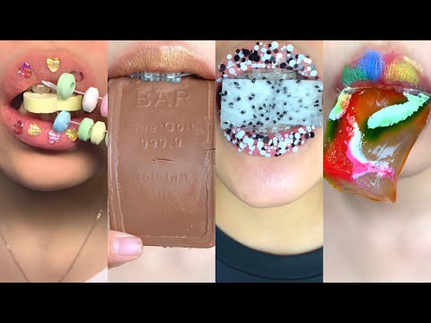 asmr CHOCOLATE CANDY JELLY CHILLI DRAGON GRUIT TIKTOK JELLY eating sounds
