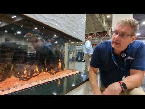Cozy linear double glass fireplace