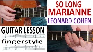 SO LONG MARIANNE - LEONARD COHEN - fingerstyle GUITAR LESSON