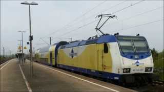 preview picture of video '146 509, Tostedt Bombardier TRAXX, Metronom, arrival and departure, station Maschen, 6-5-2013'