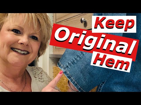 Säumen Sie Ihre Jeans, indem Sie den ursprünglichen Saum beibehalten