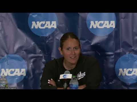 Indiana softball Coach Shonda Stanton, Taryn Kern, Brooke Benson post-game vs. Tennessee