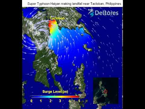 Storm surge of super typhoon Haiyan making landfall near Tacloban City, The Philippines
